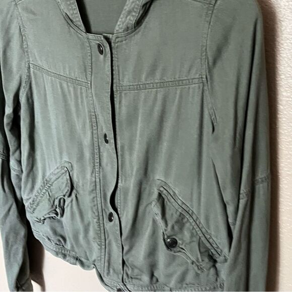 Abercrombie Kids Army Green Hooded Snap Front Utility Jacket Coat Size Large - Picture 4 of 9